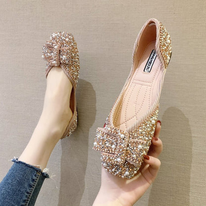 Rhinestone Scoop Flat Shoes