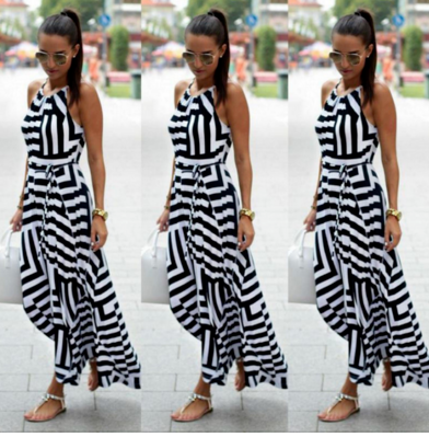 Black and White Print Loose Dress Spring Summer Women