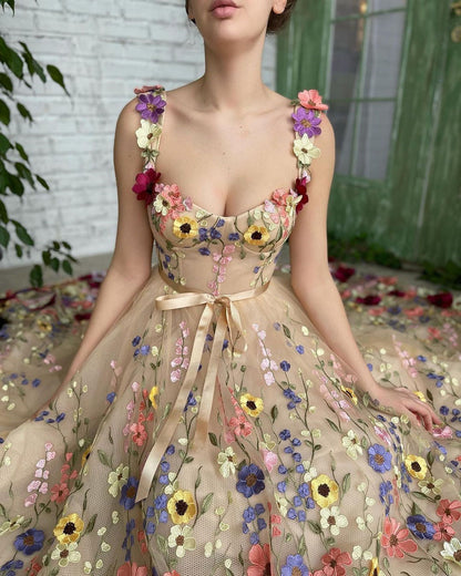 Exquisite 3D Flowers Prom Dresses