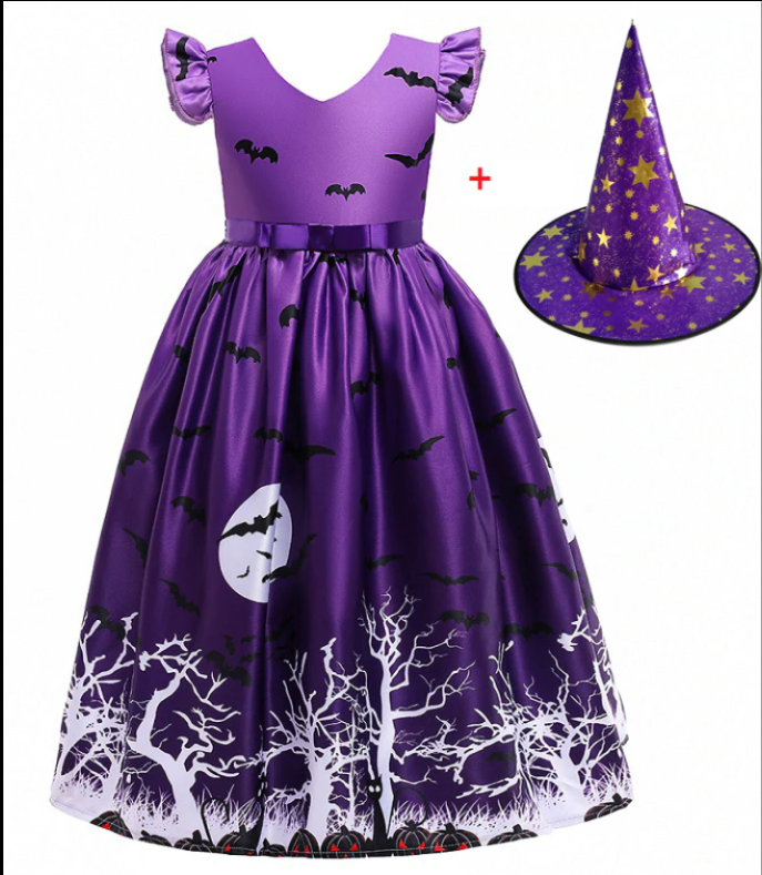 Halloween Princess Dress Halloween Printed Mesh