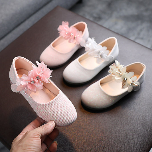 Girl Rhinestone String Flower Shoes