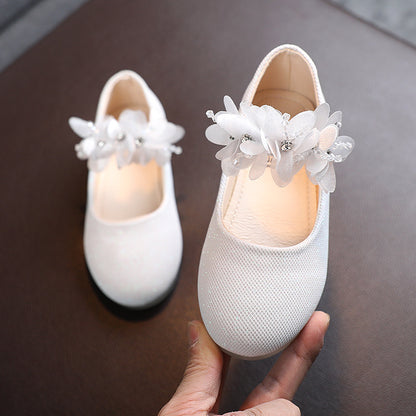 Girl Rhinestone String Flower Shoes