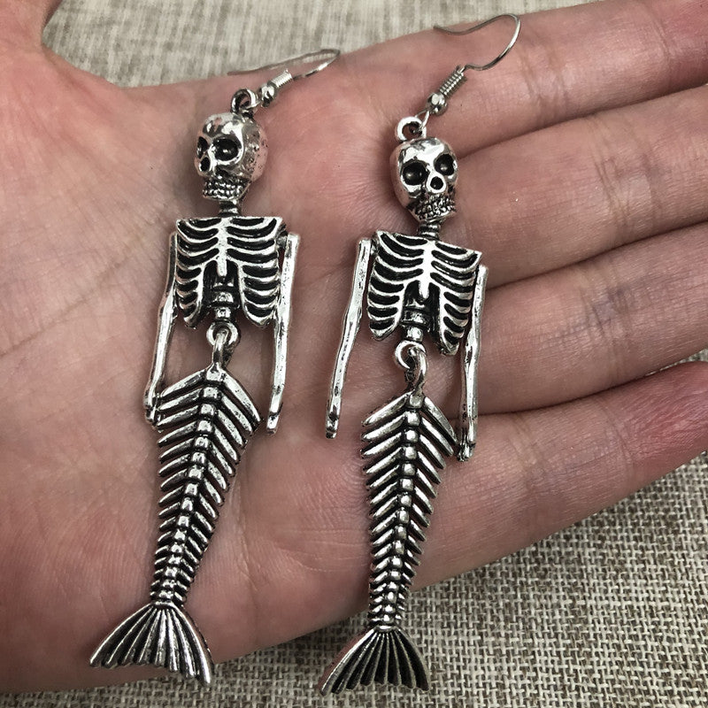 Halloween Earrings Mermaid Skull Skeleton