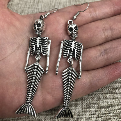 Halloween Earrings Mermaid Skull Skeleton