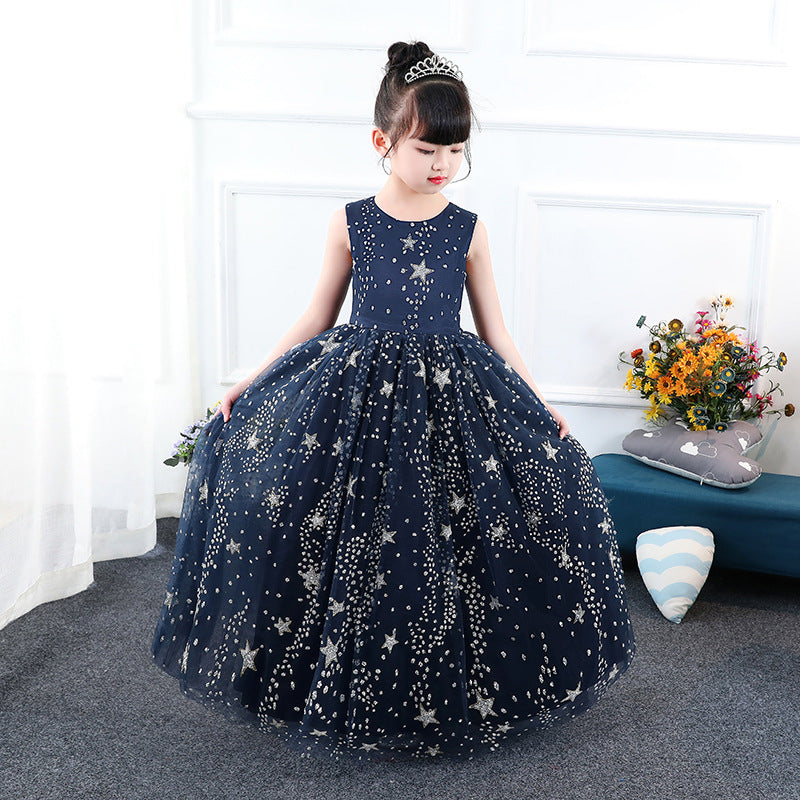 Girl Blue Starry Princess Dress