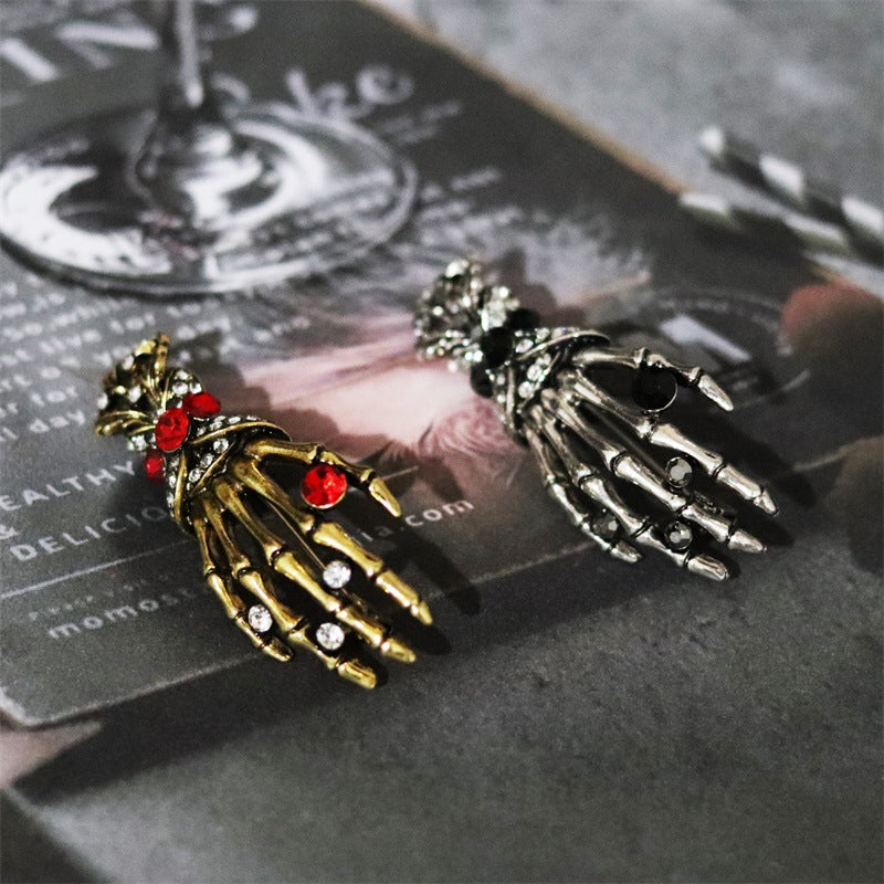 Halloween Skull Hand Tassel Brooch