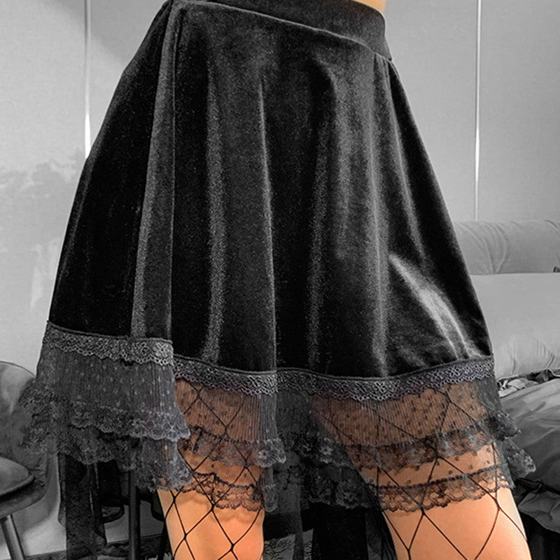 Women's Fashion Solid Color Lace Short Skirt