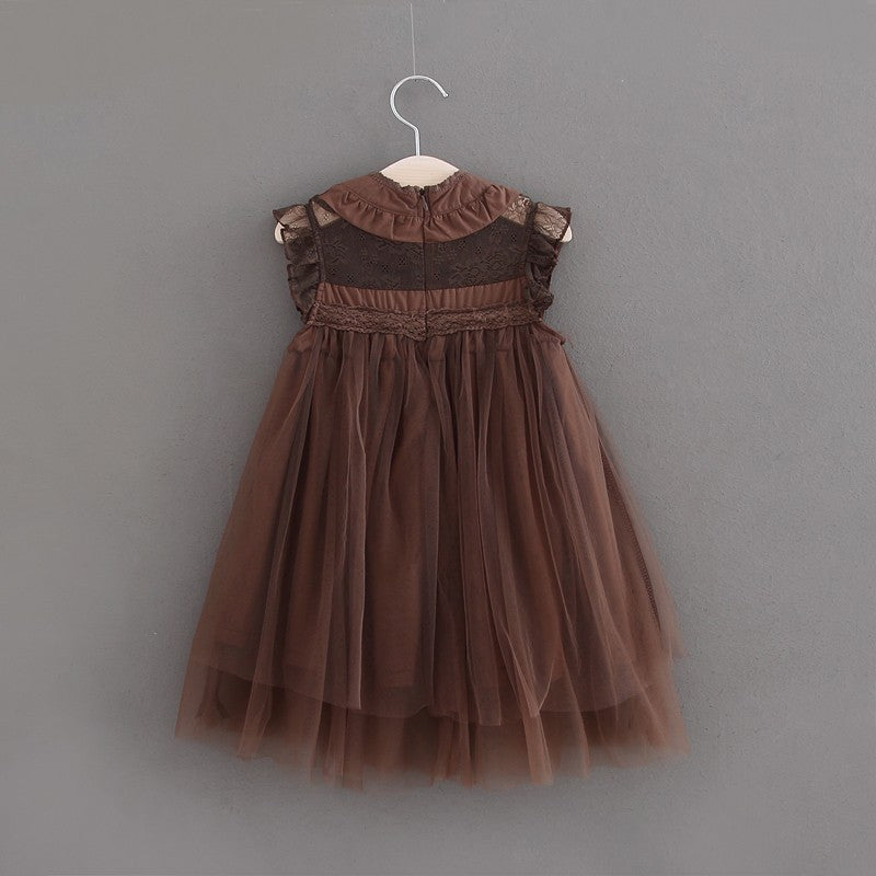 Girls' Pleated Flying Sleeve Dress