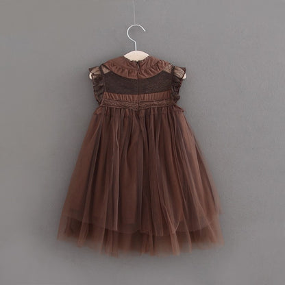 Girls' Pleated Flying Sleeve Dress