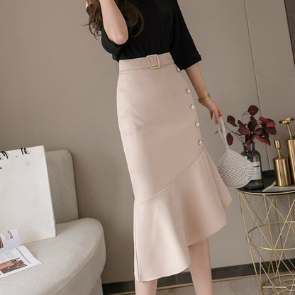 Temperament High Waist Irregular Package Hip Fishtail Skirt Female