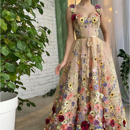 Exquisite 3D Flowers Prom Dresses