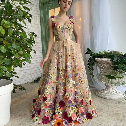 Exquisite 3D Flowers Prom Dresses