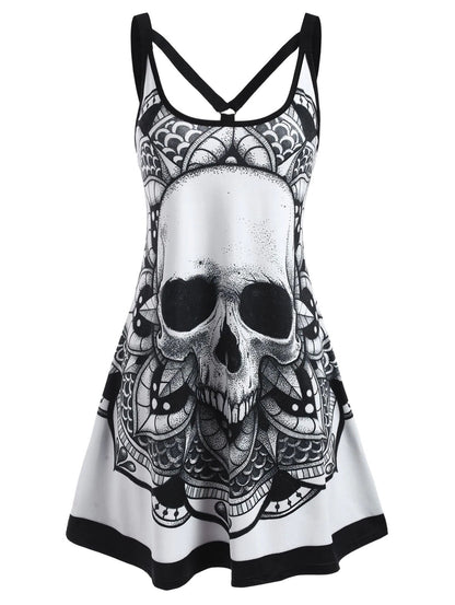 New Women's Halloween Print Sleeveless Dress