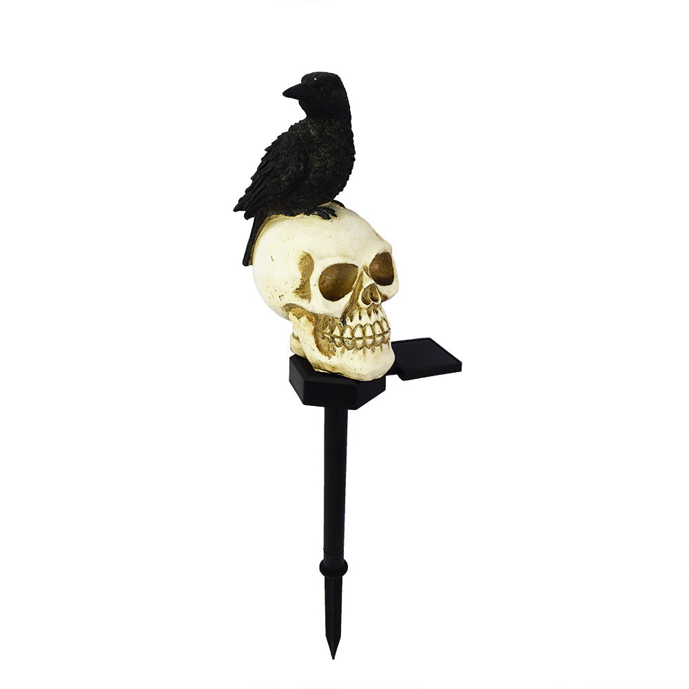 Solar Resin Halloween Crow Skull Outdoors