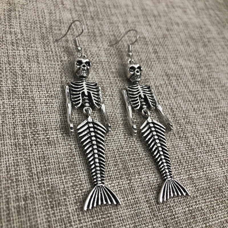 Halloween Earrings Mermaid Skull Skeleton