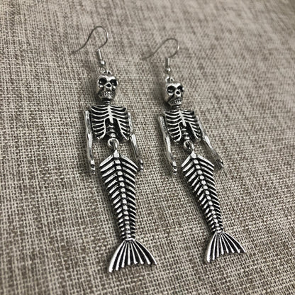 Halloween Earrings Mermaid Skull Skeleton