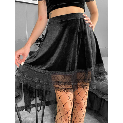 Women's Fashion Solid Color Lace Short Skirt