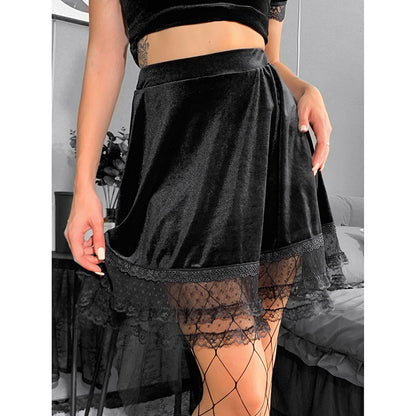 Women's Fashion Solid Color Lace Short Skirt