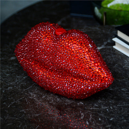 Rhinestone Lip Chain Dinner Bag