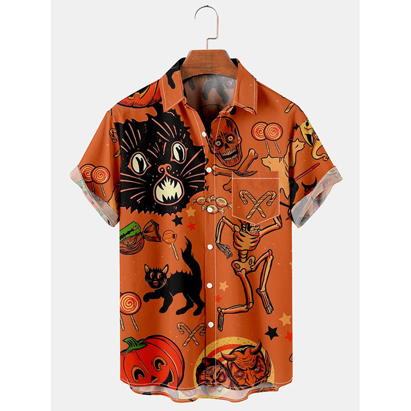 Halloween Print Loose Men's Shirt