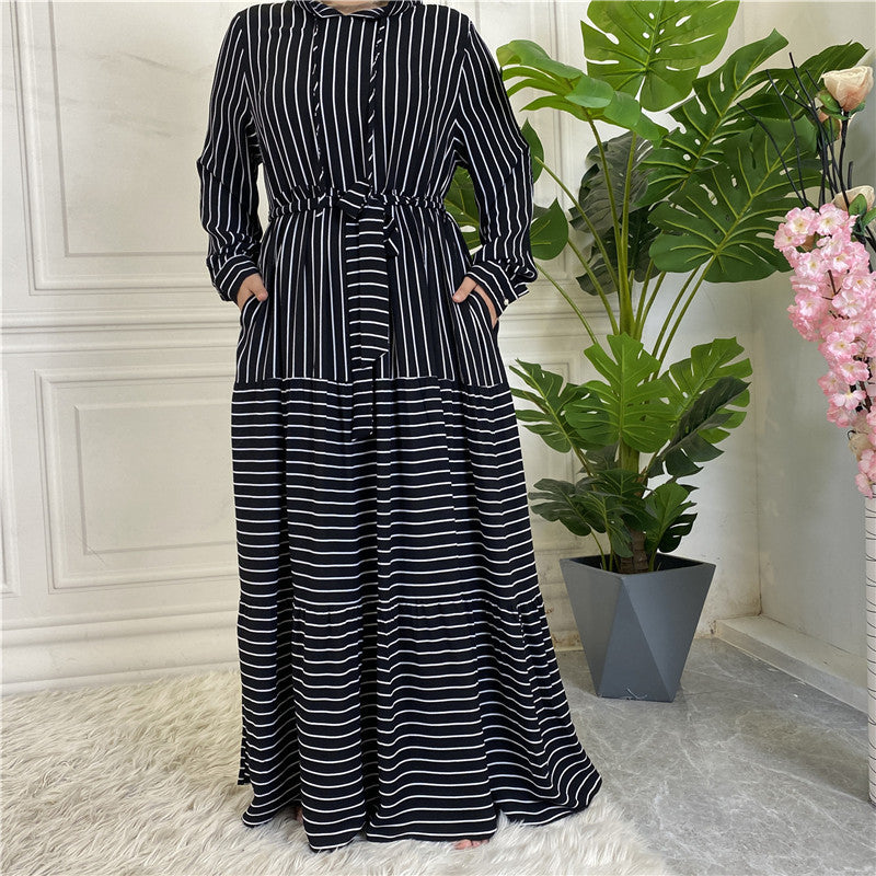 Women's Fashion Striped Hooded Dress