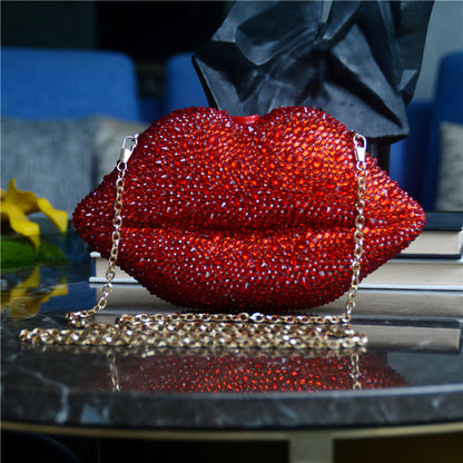 Rhinestone Lip Chain Dinner Bag