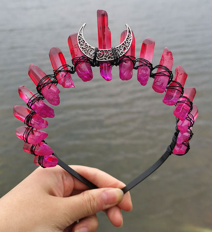 Crystal Witch Halloween Moon Crown Hairband