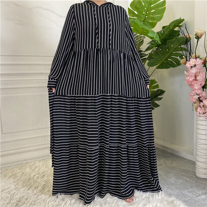 Women's Fashion Striped Hooded Dress